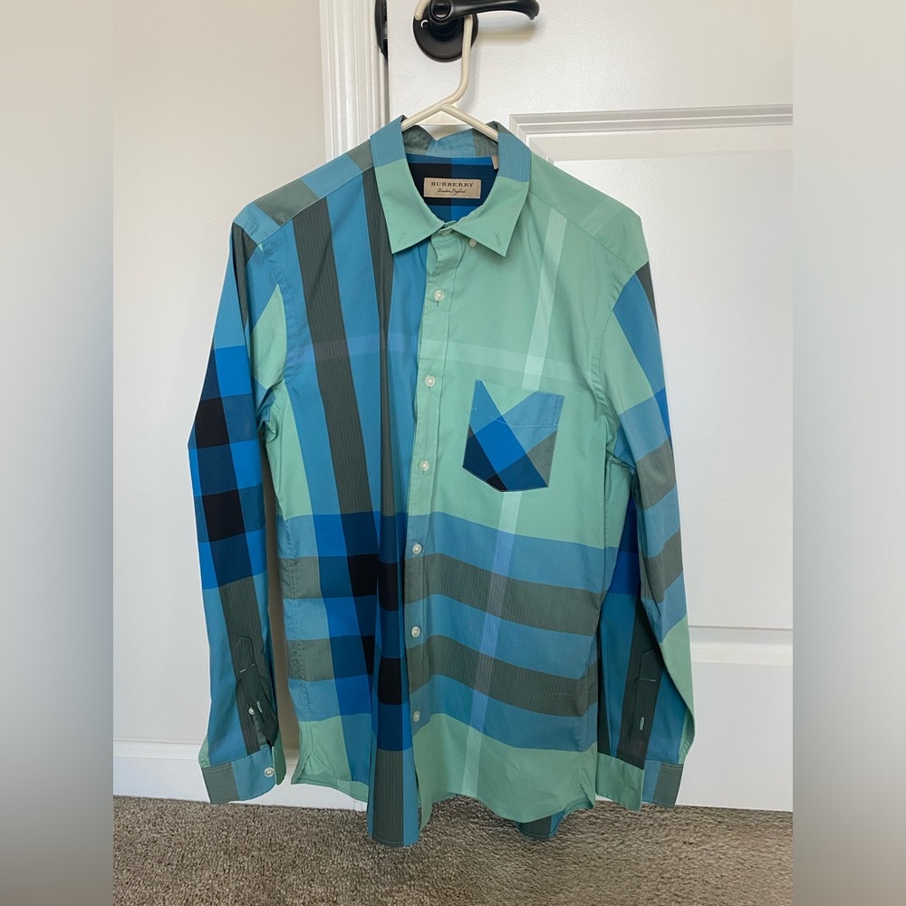 BURBERRY
Thornaby House-check cotton-blend shirt Size Large